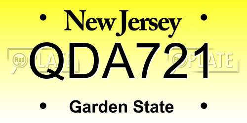 QDA721 New Jersey License Plate