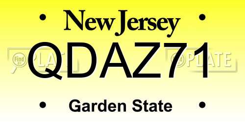 QDAZ71 New Jersey License Plate