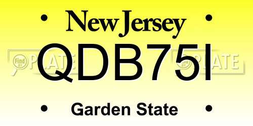 QDB75I New Jersey License Plate