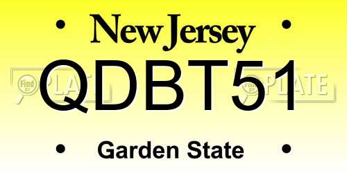 QDBT51 New Jersey License Plate