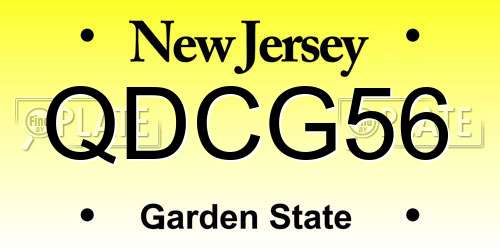 QDCG56 New Jersey License Plate
