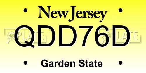 QDD76D New Jersey License Plate
