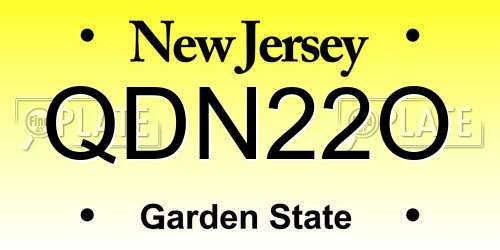 QDN22O New Jersey License Plate