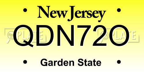 QDN72O New Jersey License Plate