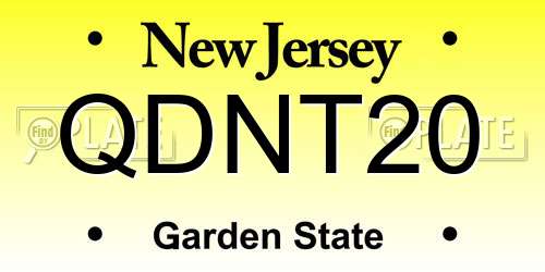 QDNT20 New Jersey License Plate