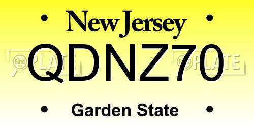 QDNZ70 New Jersey License Plate