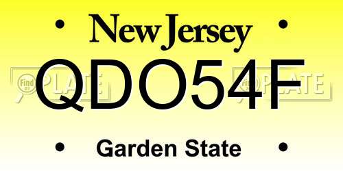 QDO54F New Jersey License Plate