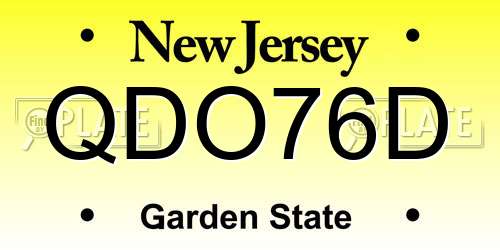QDO76D New Jersey License Plate