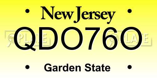 QDO76O New Jersey License Plate