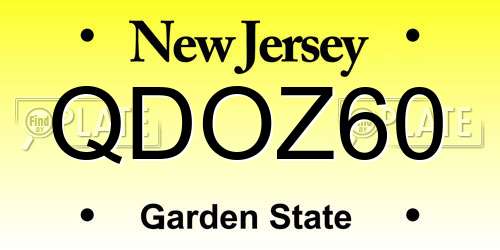 QDOZ60 New Jersey License Plate