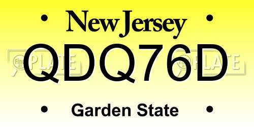 QDQ76D New Jersey License Plate
