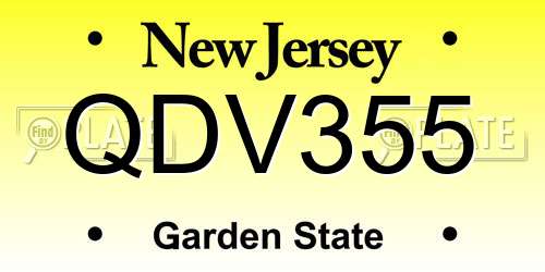 QDV355 New Jersey License Plate