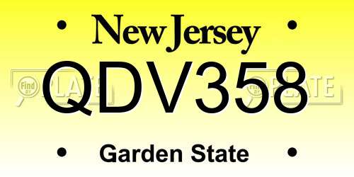 QDV358 New Jersey License Plate
