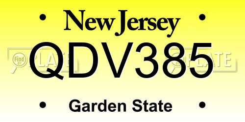 QDV385 New Jersey License Plate