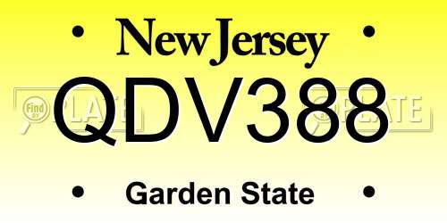 QDV388 New Jersey License Plate