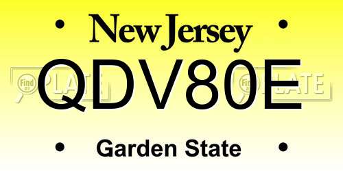 QDV80E New Jersey License Plate