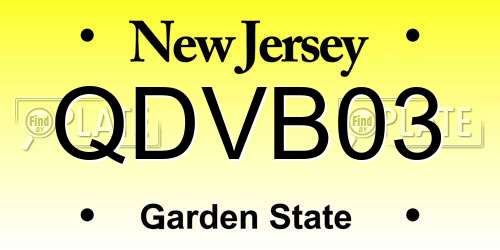 QDVB03 New Jersey License Plate