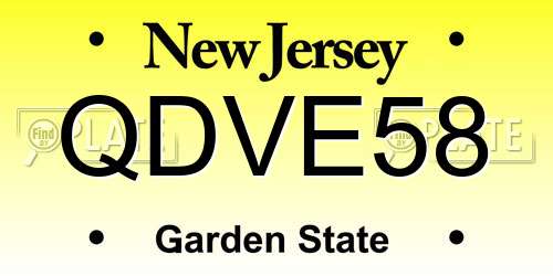 QDVE58 New Jersey License Plate