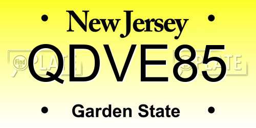 QDVE85 New Jersey License Plate