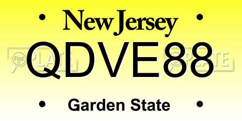QDVE88 New Jersey License Plate