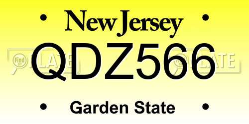 QDZ566 New Jersey License Plate