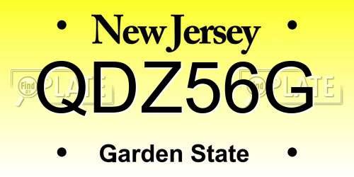 QDZ56G New Jersey License Plate