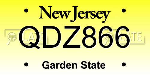 QDZ866 New Jersey License Plate