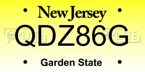 QDZ86G New Jersey License Plate