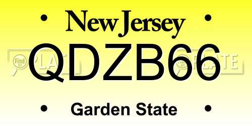 QDZB66 New Jersey License Plate
