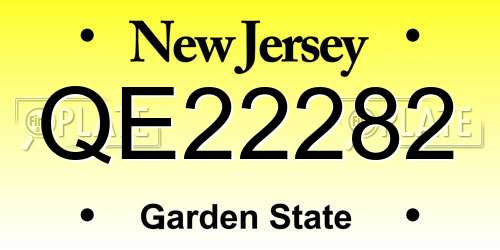QE22282 New Jersey License Plate