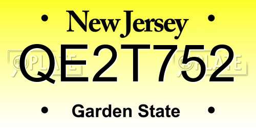 QE2T752 New Jersey License Plate