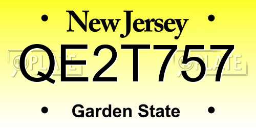 QE2T757 New Jersey License Plate