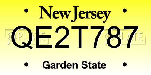 QE2T787 New Jersey License Plate