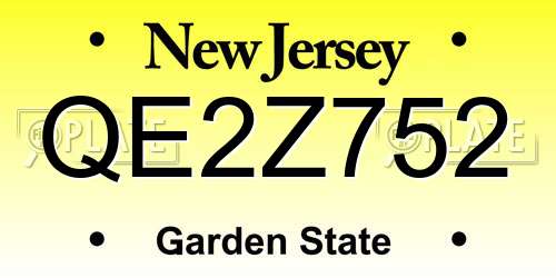 QE2Z752 New Jersey License Plate