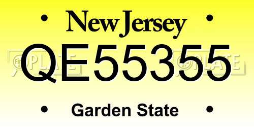 QE55355 New Jersey License Plate