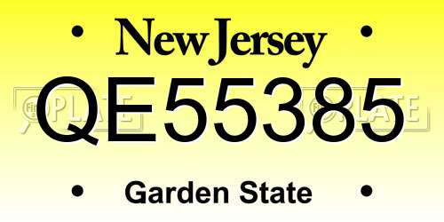 QE55385 New Jersey License Plate