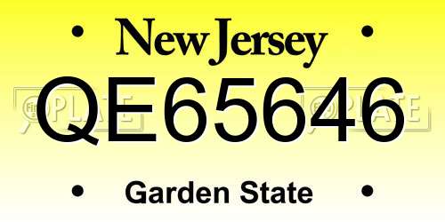 QE65646 New Jersey License Plate
