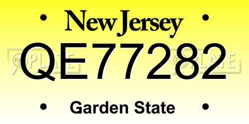 QE77282 New Jersey License Plate