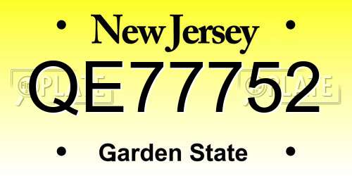 QE77752 New Jersey License Plate