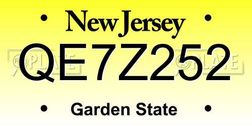 QE7Z252 New Jersey License Plate
