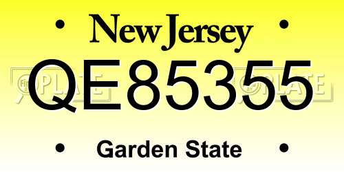 QE85355 New Jersey License Plate