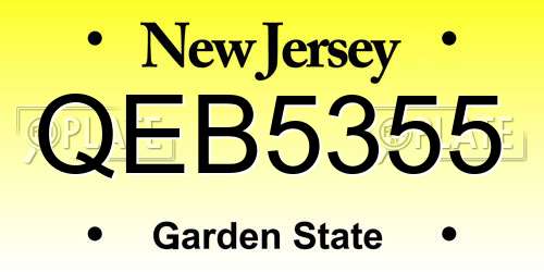QEB5355 New Jersey License Plate