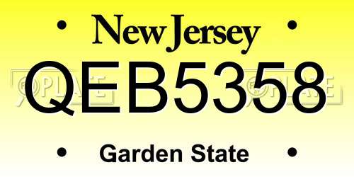 QEB5358 New Jersey License Plate