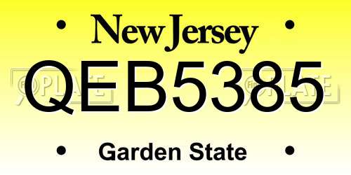 QEB5385 New Jersey License Plate