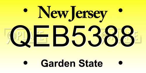 QEB5388 New Jersey License Plate