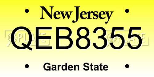 QEB8355 New Jersey License Plate