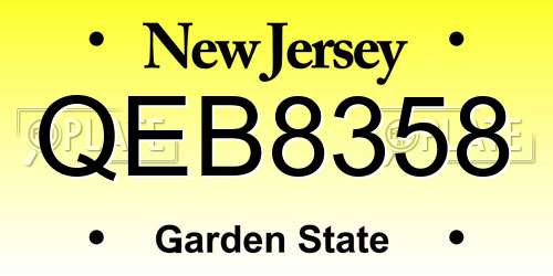 QEB8358 New Jersey License Plate