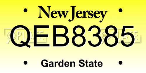QEB8385 New Jersey License Plate