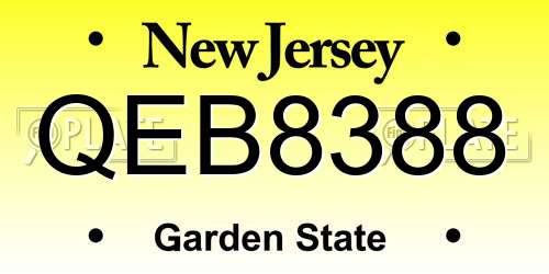 QEB8388 New Jersey License Plate