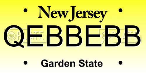 QEBBEBB New Jersey License Plate